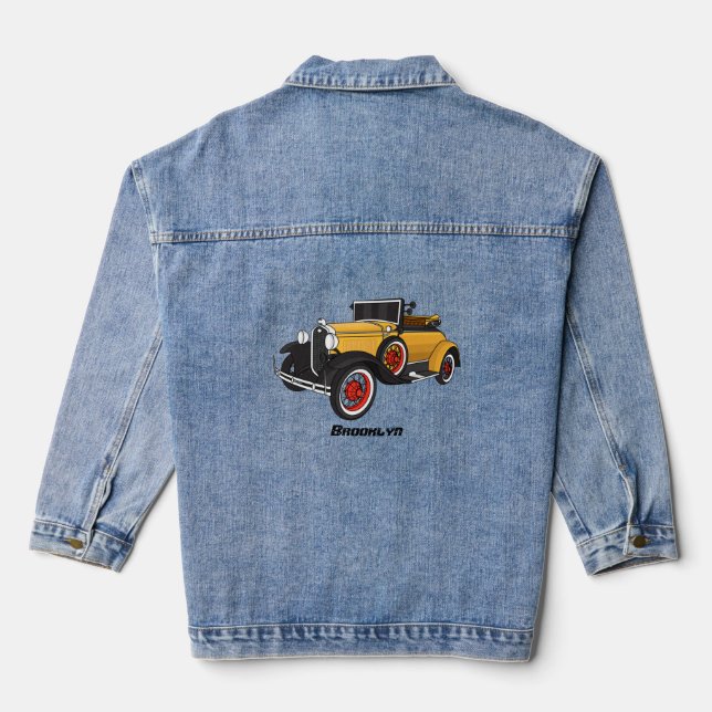 Klassisches gelbes Auto 1931 Jeansjacke (Rückseite)