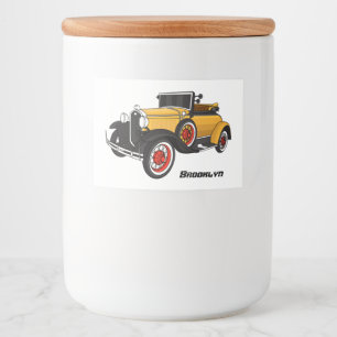 Klassisches gelbes Auto 1931 Lebensmitteletikett