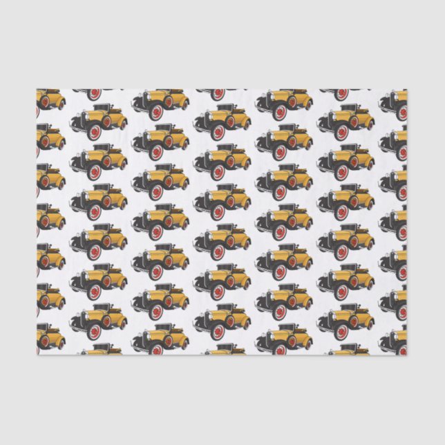 Klassisches gelbes Auto 1931 Seidenpapier (Vorderseite)