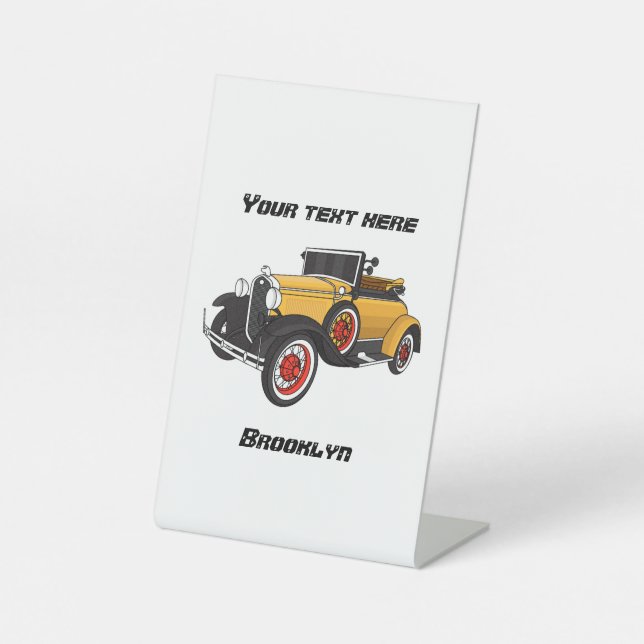 Klassisches gelbes Auto 1931 Sockelschild (Vorderseite)
