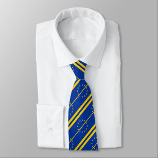 Klassisches gelbes blaues Europa Streifen Muster Krawatte