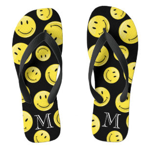 Klassisches gelbes glückliches Gesicht Flip Flops