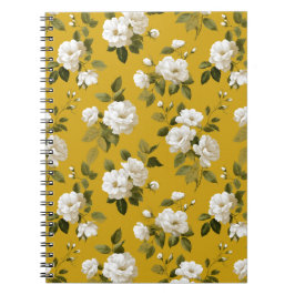 Klassisches Gelbes Rosen-Weiß-Blumenmuster Notizblock