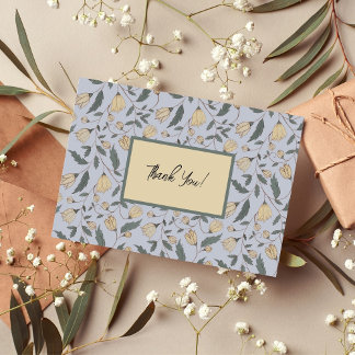 Klassisches gelbes und grünes botanisches Muster Dankeskarte