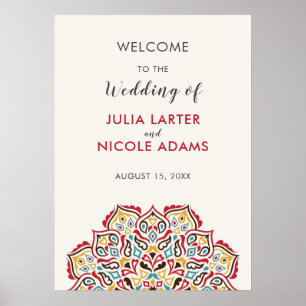 Klassisches geometrisches Mandala-Muster Hochzeit Poster