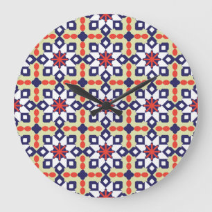 Klassisches geometrisches Muster: Nahtloses orname Große Wanduhr