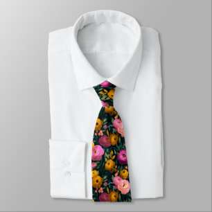 Klassisches Geschenk für Freund Ranunculus Blumen Krawatte