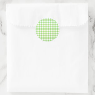 Klassisches Gingham Frühlingsgrün Runder Aufkleber