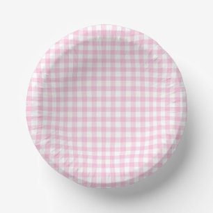 Klassisches Gingham Hellrosa Pappteller
