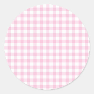 Klassisches Gingham Hellrosa Runder Aufkleber