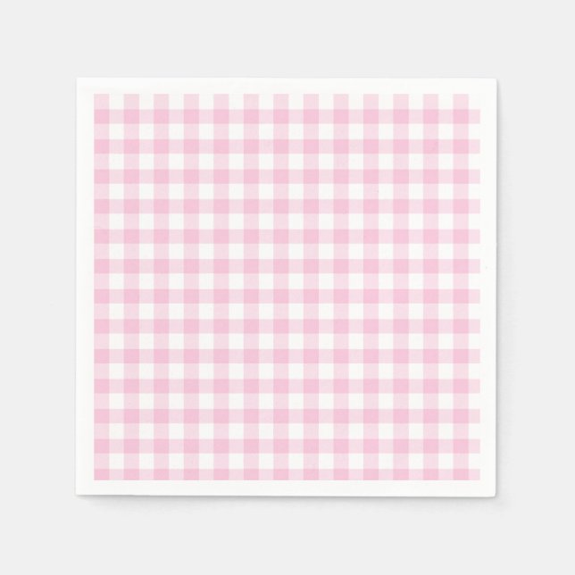 Klassisches Gingham Hellrosa Serviette (Vorderseite)