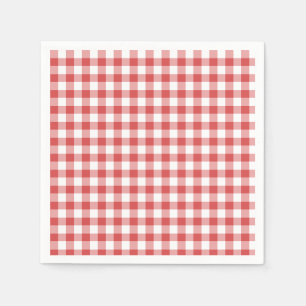 Klassisches Gingham Korallenrot Serviette