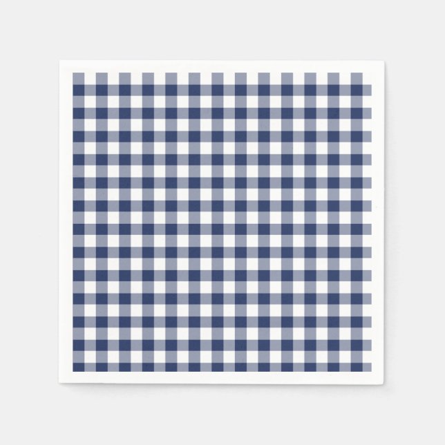 Klassisches Gingham Navy Blau Serviette (Vorderseite)