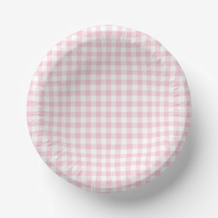 Klassisches Gingham Rosa Pappteller