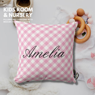 Klassisches Gingham-Skriptname-Pillow Kissen