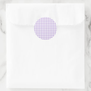 Klassisches Gingham Soft Lavendel Runder Aufkleber