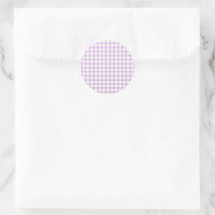 Klassisches Gingham Soft Lilac Runder Aufkleber