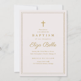Klassisches Gold Cross Religiöse Taufe & Christeni Einladung