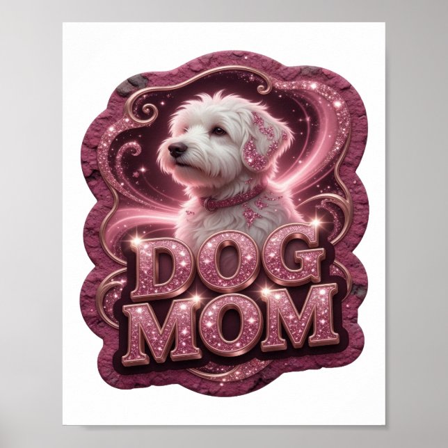Klassisches Gold DOG MOM Textdesign Poster (Vorne)