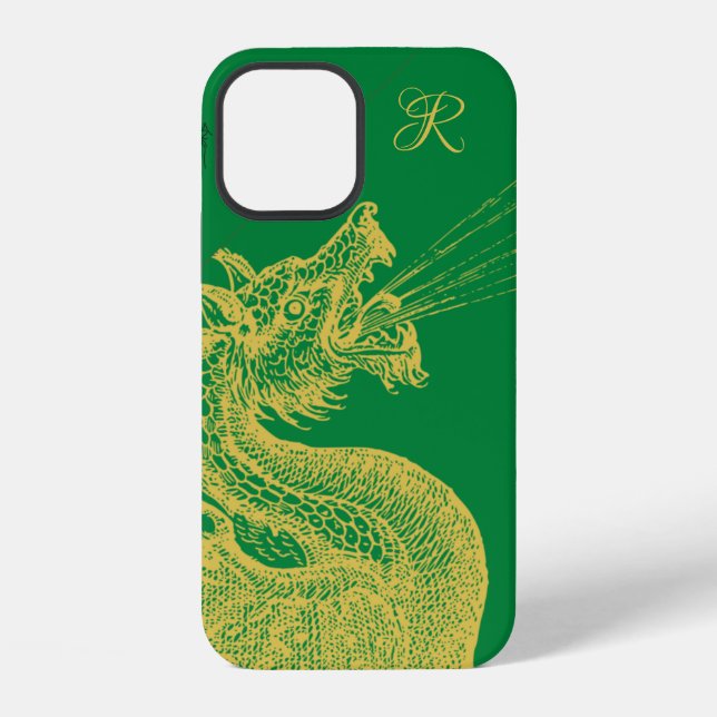 Klassisches Gold-Drache-Monogramm Case-Mate iPhone Hülle (Rückseite)