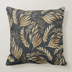 Klassisches Gold Foliage Botanisches Grau Design Kissen