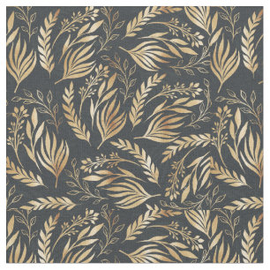 Klassisches Gold Foliage Botanisches Grau Design Stoff