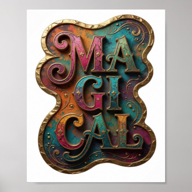Klassisches Gold MAGISCHES Statement-Design Poster (Vorne)
