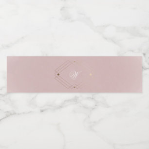 Klassisches Gold staubige Rose rosa Monogramm Hoch Wasserflaschenetikett