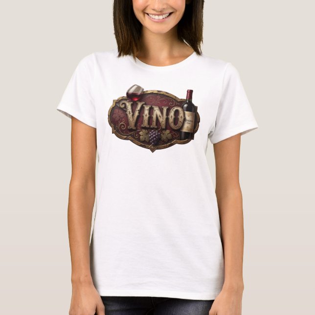 Klassisches Gold VINO Statement T-Shirt (Vorderseite)