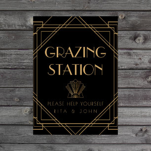 Klassisches Gold Vintag Grazing Station Table Sign Poster