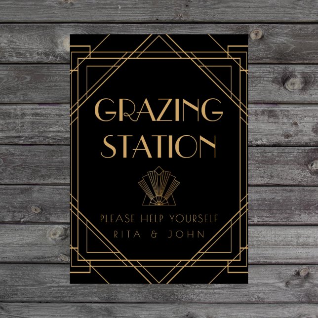 Klassisches Gold Vintag Grazing Station Table Sign Poster (Von Creator hochgeladen)
