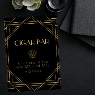 Klassisches Gold Vintage Favor Zigarrenbar Hochzei Poster