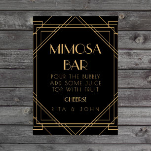 Klassisches Gold Vintage Mimosa Bar Hochzeitsschil Poster