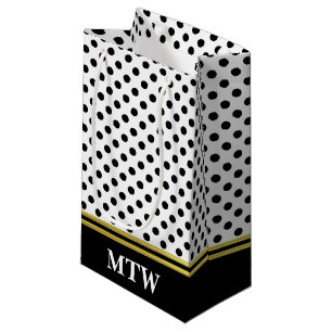 Klassisches Gold Weiß Schwarz Punkte Initialen Mon Kleine Geschenktüte