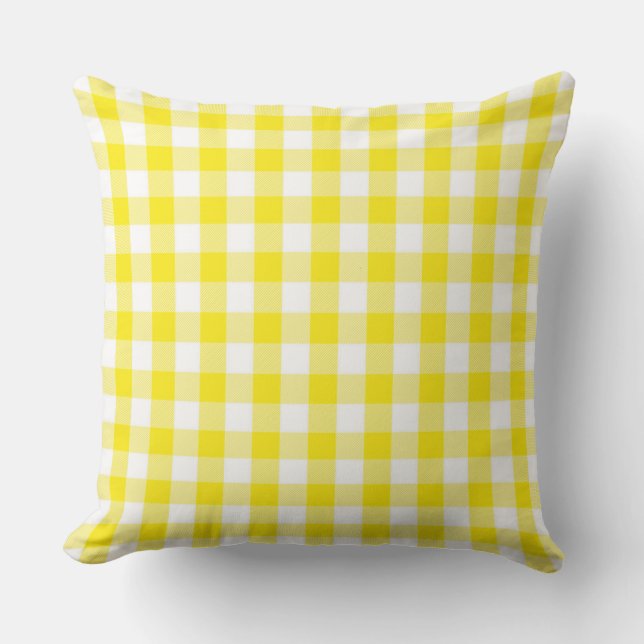 Klassisches Golden Yellow Gingham Throw Kissen (Vorderseite)