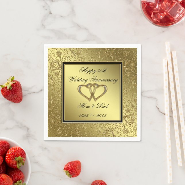 Klassisches goldenes Hochzeitspapier Napkins Serviette (Beispiel)