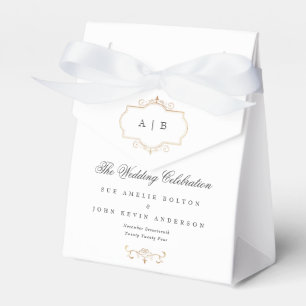 klassisches goldenes Monogramm Hochzeitsgast Geschenkschachtel