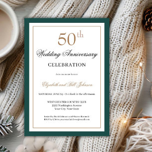 Klassisches Goldgrün zur 50. Hochzeitstag-Feier Einladung