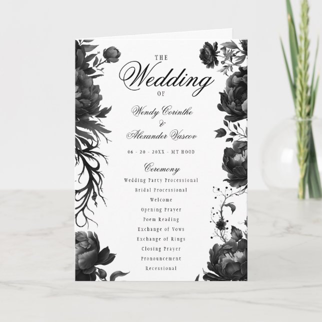 Klassisches Gothic White Wedding Folding Programm (Vorderseite)
