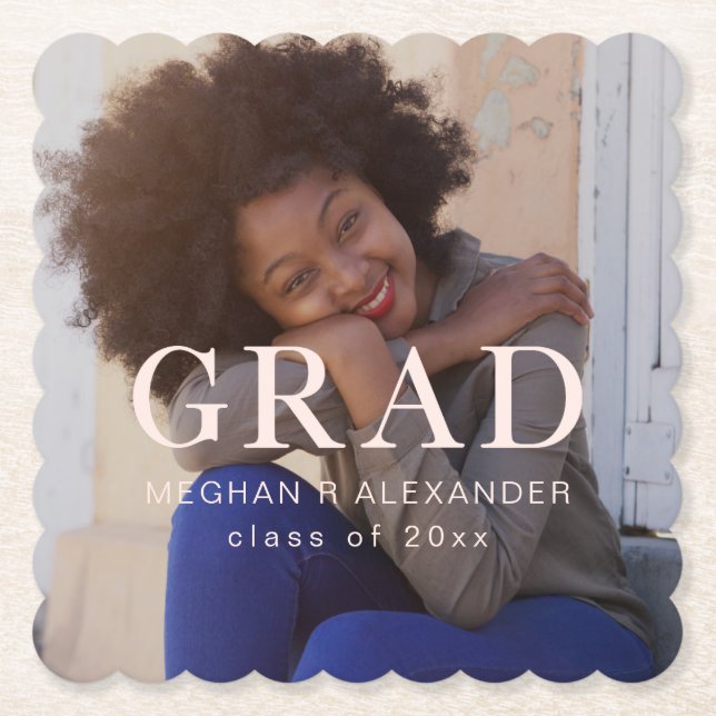 Klassisches Graduate Foto und Name Untersetzer (Vorderseite)