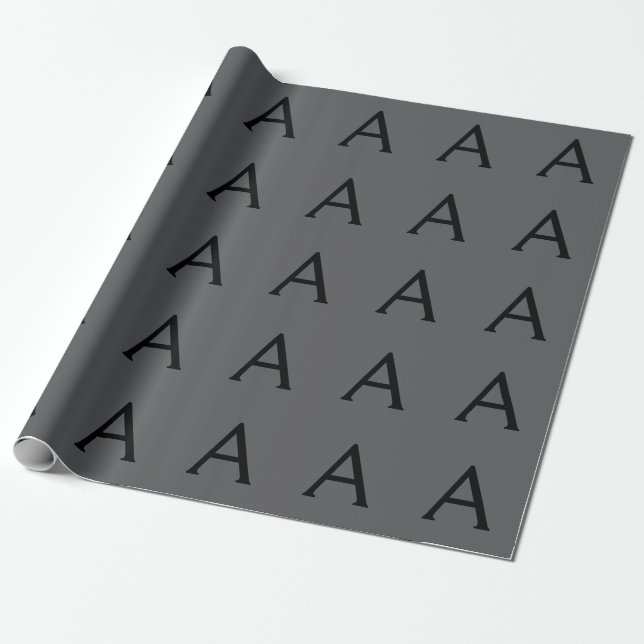 Klassisches Grau Einfaches Monogramm Name Initiale Geschenkpapier (Ungerollt)
