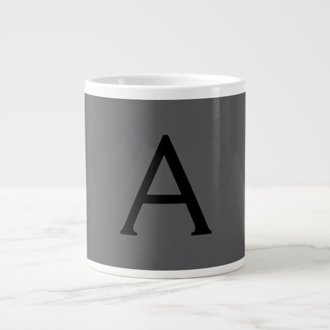 Klassisches Grau Einfaches Monogramm Name Initiale Jumbo-Tasse (Vorderseite)
