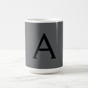 Klassisches Grau Einfaches Monogramm Name Initiale Kaffeetasse
