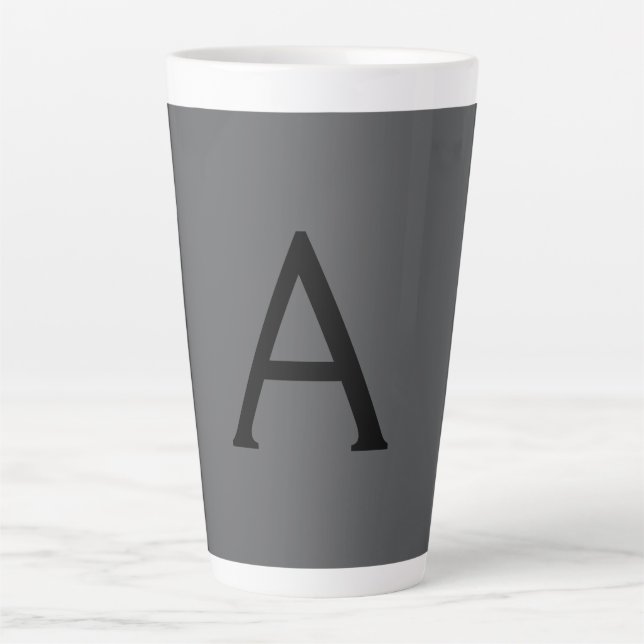 Klassisches Grau Einfaches Monogramm Name Initiale Milchtasse (Vorderseite)
