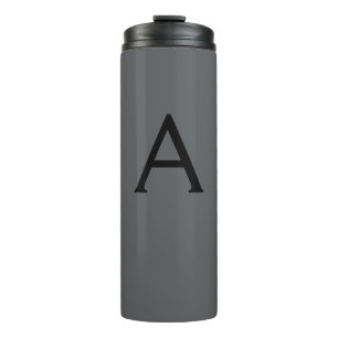 Klassisches Grau Einfaches Monogramm Name Initiale Thermosbecher