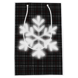 Klassisches grau-schwarzes Karomuster Schneeglöckc Mittlere Geschenktüte