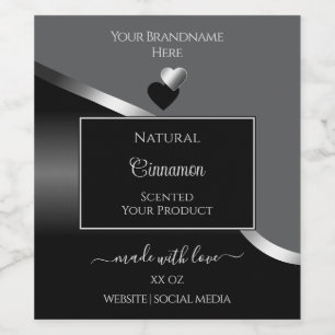 Klassisches Gray Black Wavy Silver Hearlabel Weinetikett