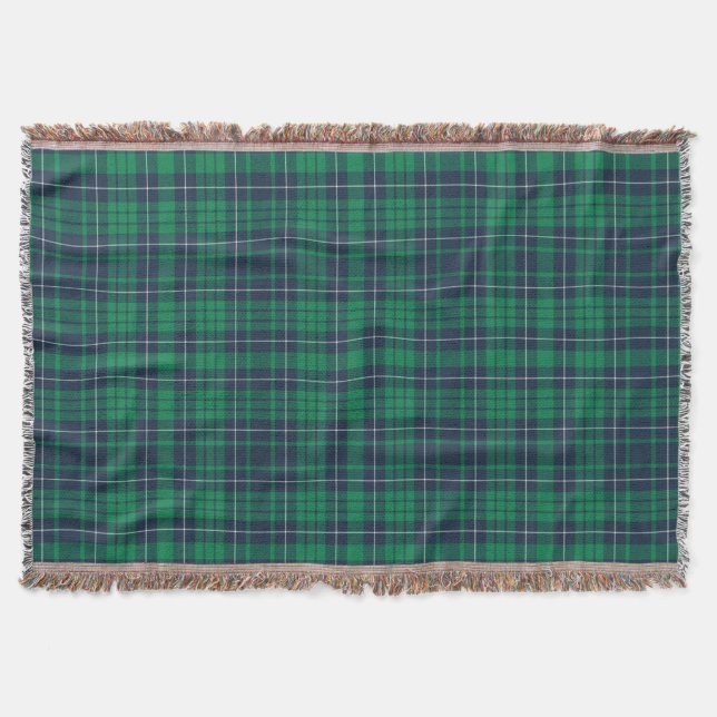 Klassisches Green Kariert Tartan Muster Decke (Vorderseite)