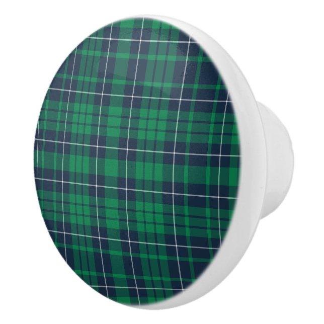 Klassisches Green Kariert Tartan Muster Keramikknauf (Rechts)