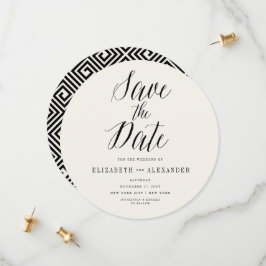 Klassisches griechisches Save the Date-Script-Foto Date